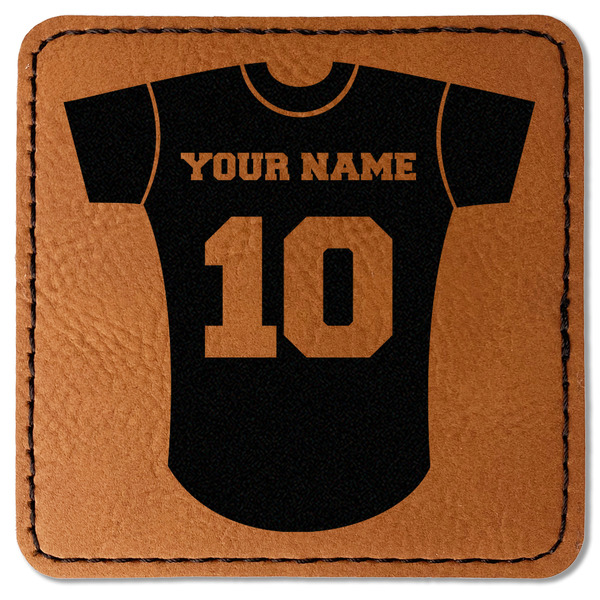 Custom Baseball Jersey Faux Leather Iron On Patch - Square (Personalized)