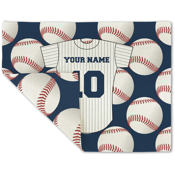 Custom Baseball Jersey Double-Sided Linen Placemat - Single w/ Name and Number