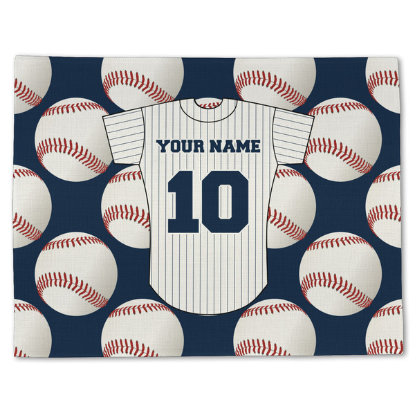 Custom Baseball Jersey Single-Sided Linen Placemat - Single w/ Name and Number