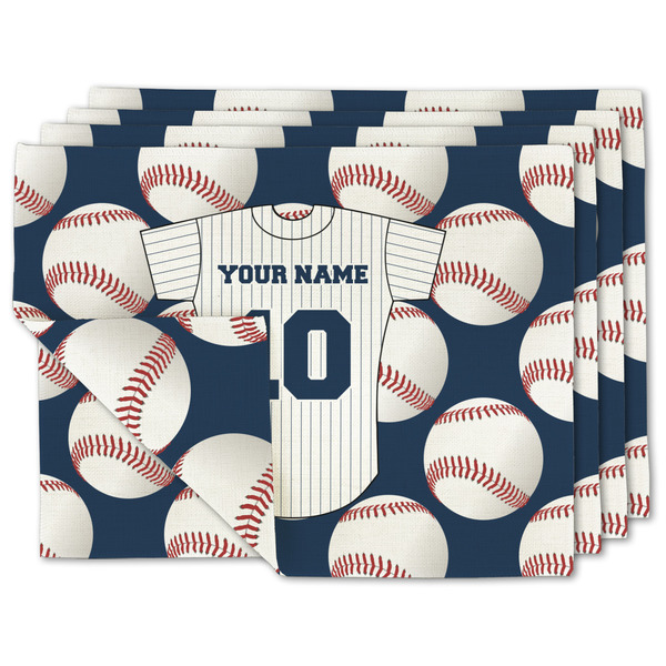 Custom Baseball Jersey Double-Sided Linen Placemat - Set of 4 w/ Name and Number