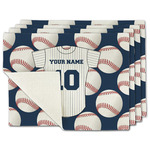 Baseball Jersey Single-Sided Linen Placemat - Set of 4 w/ Name and Number