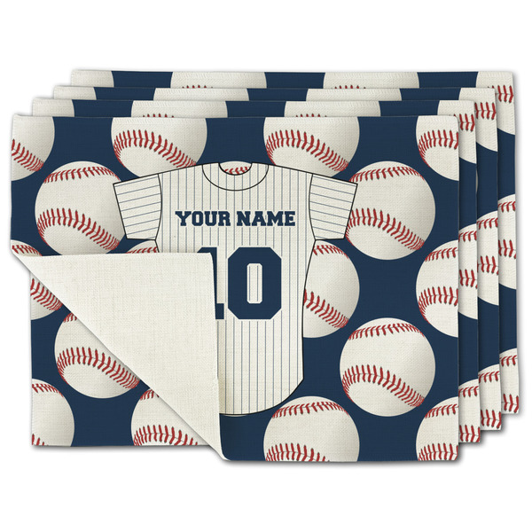 Custom Baseball Jersey Single-Sided Linen Placemat - Set of 4 w/ Name and Number