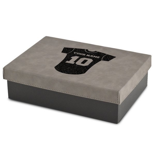 Custom Baseball Jersey Medium Gift Box w/ Engraved Leather Lid (Personalized)