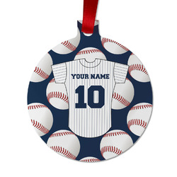 Baseball Jersey Metal Ball Ornament - Double Sided w/ Name and Number