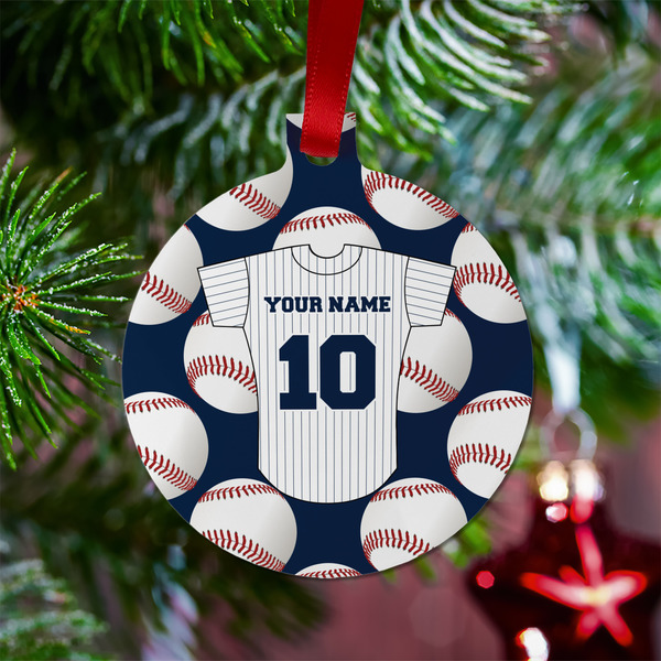 Baseball Jersey Metal Ball Ornament - Lifestyle