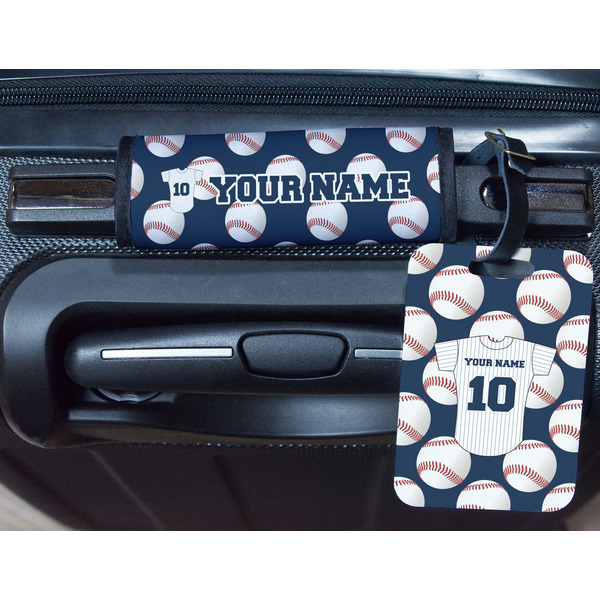 Baseball Jersey Metal Luggage Tag & Handle Wrap - In Context