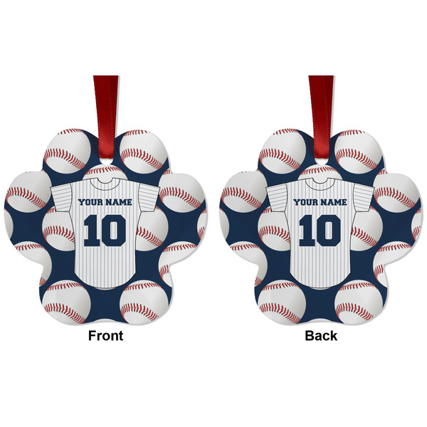 Baseball Jersey Metal Paw Ornament - Front and Back