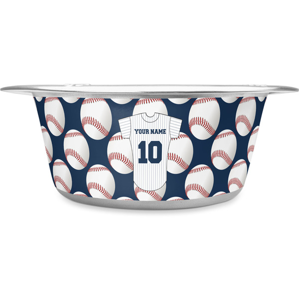 Custom Baseball Jersey Stainless Steel Dog Bowl - Large (Personalized)
