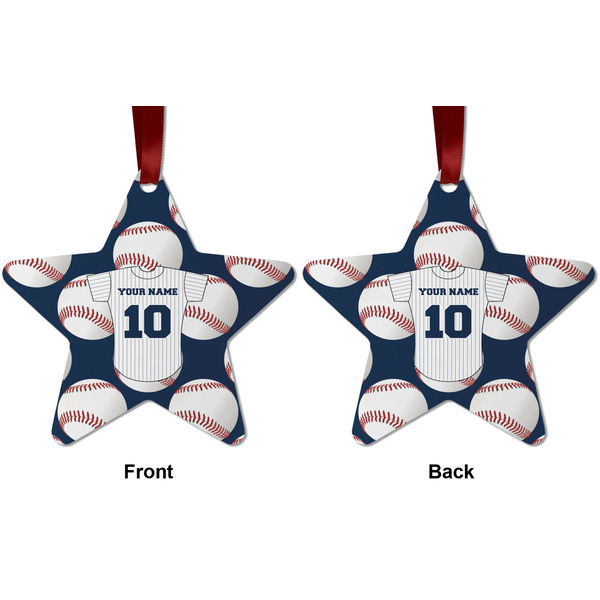 Baseball Jersey Metal Star Ornament - Front and Back