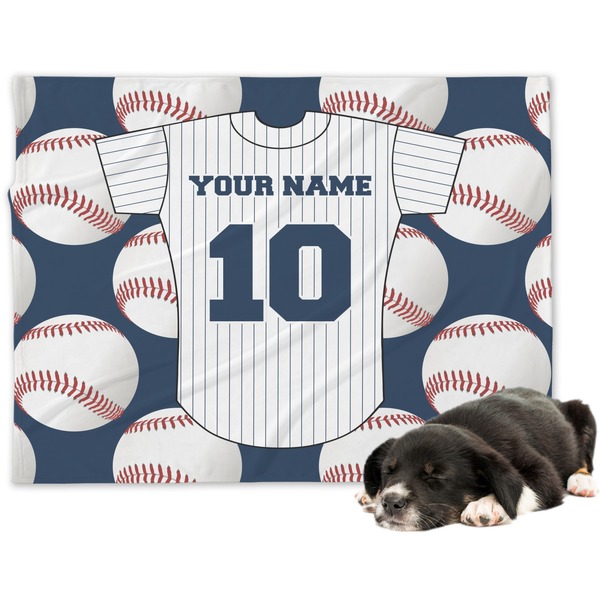 Custom Baseball Jersey Dog Blanket - Large (Personalized)