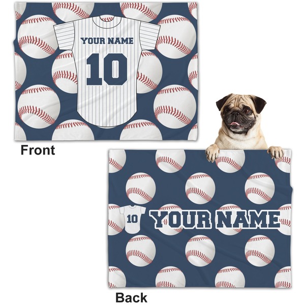 Baseball Jersey Microfleece Dog Blanket - Regular - Front & Back