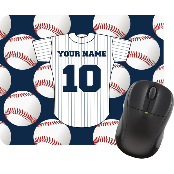Custom Baseball Jersey Rectangular Mouse Pad (Personalized)