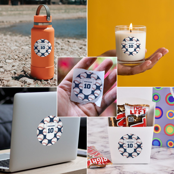 Baseball Jersey Multipurpose Round Labels - In Context