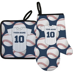 Baseball Jersey Oven Mitt & Pot Holder Set w/ Name and Number
