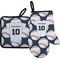 Baseball Jersey Right Oven Mitt & Pot Holder Set w/ Name and Number
