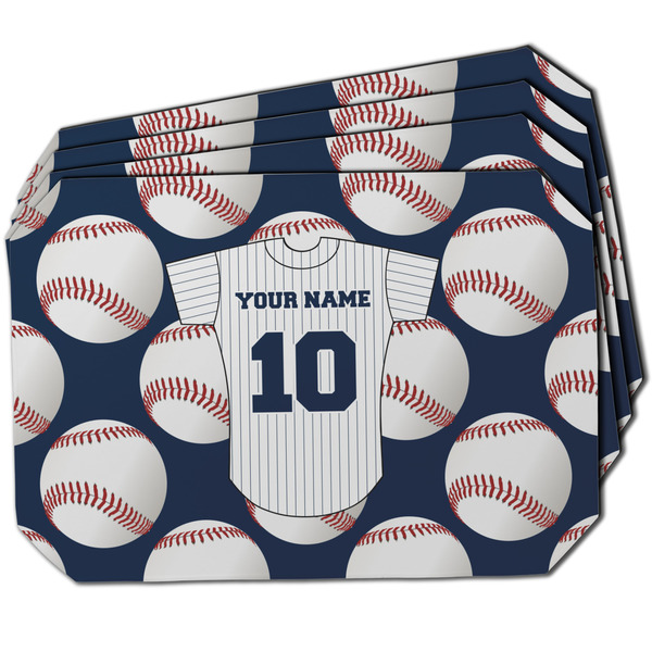 Custom Baseball Jersey Dining Table Mat - Octagon w/ Name and Number