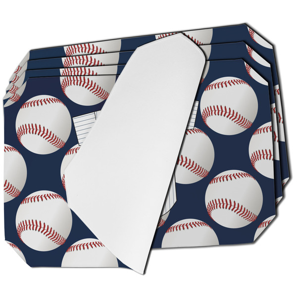 Custom Baseball Jersey Dining Table Mat - Octagon - Set of 4 (Single-Sided) w/ Name and Number
