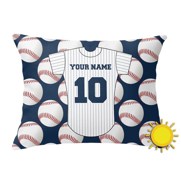 Custom Baseball Jersey Outdoor Throw Pillow (Rectangular) (Personalized)