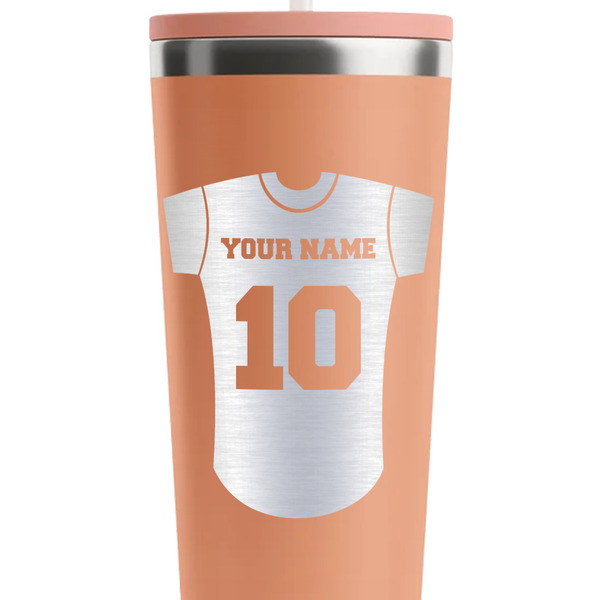 Baseball Jersey Peach RTIC Everyday Tumbler - 28 oz. - Close Up