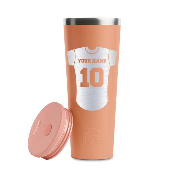 Baseball Jersey Peach RTIC Everyday Tumbler - 28 oz. - Lid Off