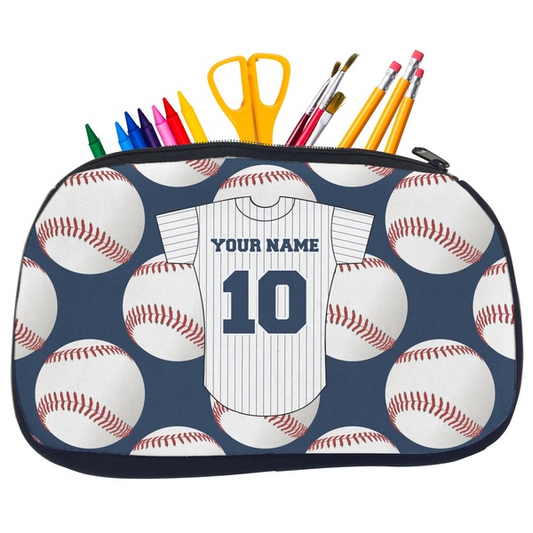 Custom Baseball Jersey Neoprene Pencil Case - Medium w/ Name and Number