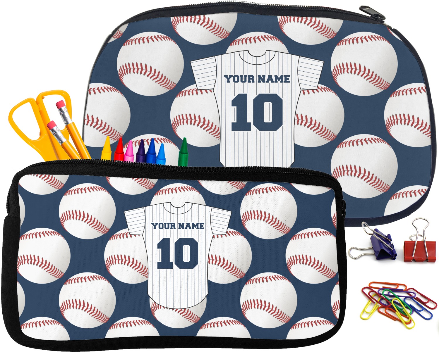 Personalized Embroidered Kids Pencil Box Art Supplies Baseball Sports