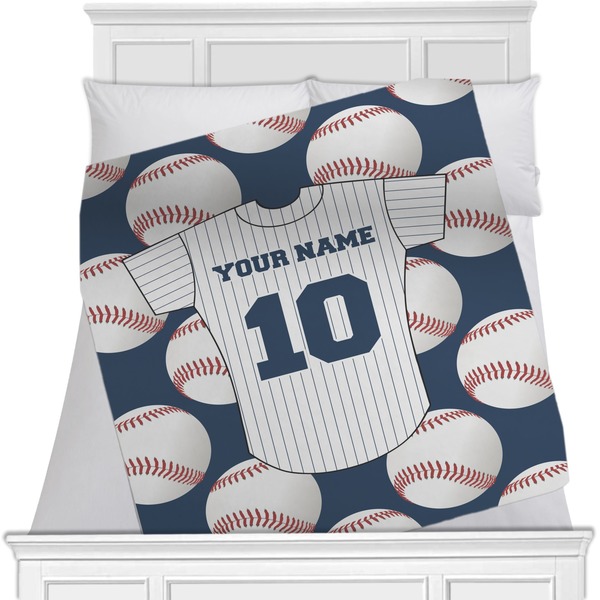 Custom Baseball Jersey Minky Blanket - Toddler / Throw - 60"x50" - Double Sided (Personalized)