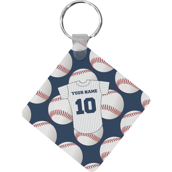 Custom Baseball Jersey Diamond Plastic Keychain w/ Name and Number