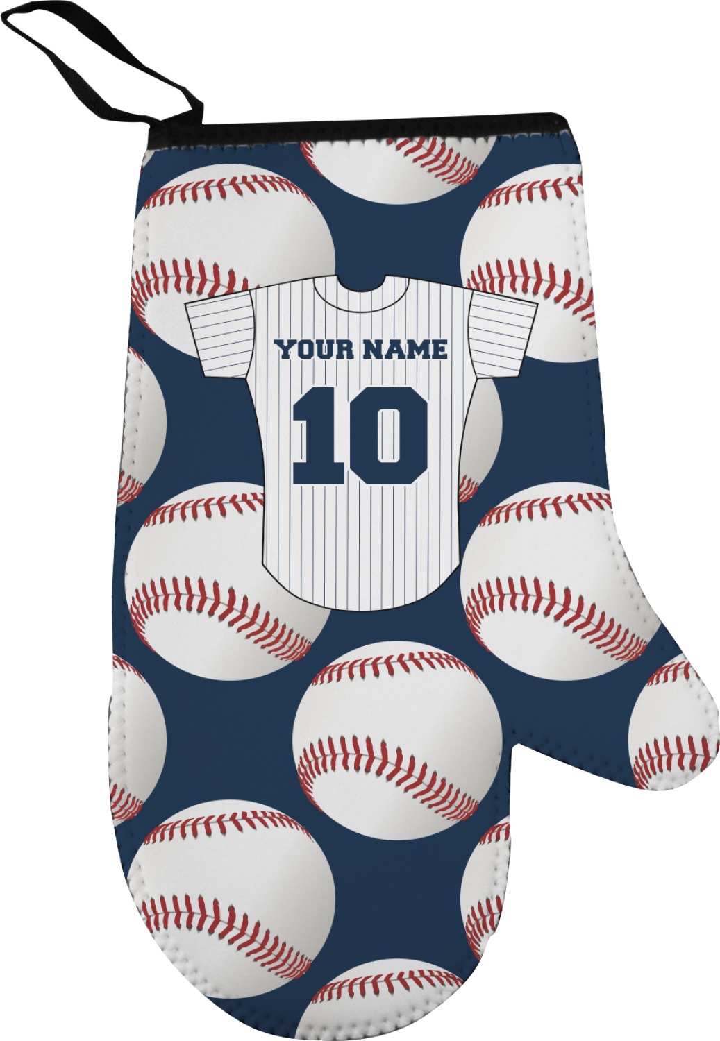 Custom Baseball Jersey Right Oven Mitt & Pot Holder Set w/ Name and