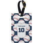 Baseball Jersey Plastic Luggage Tag - Rectangular w/ Name and Number