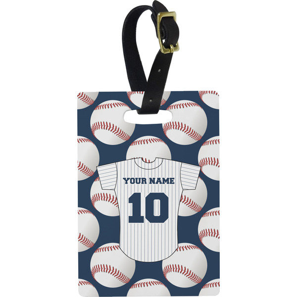 Custom Baseball Jersey Plastic Luggage Tag - Rectangular w/ Name and Number