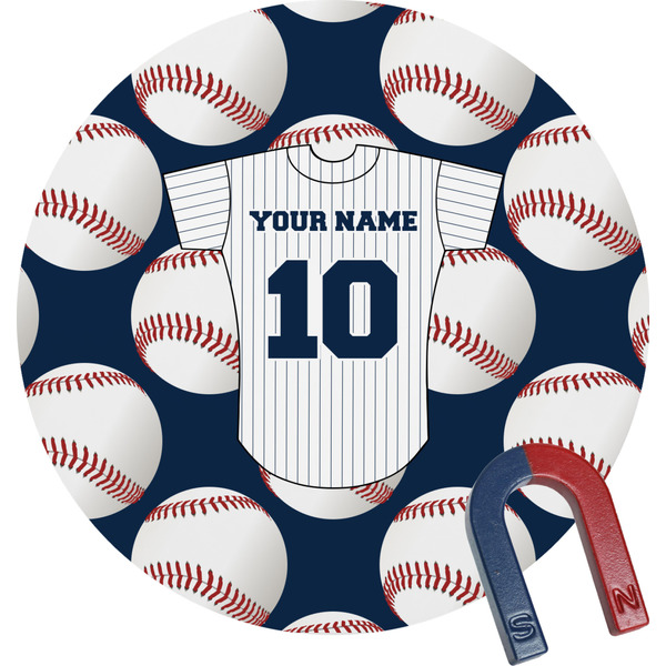 Custom Baseball Jersey Round Fridge Magnet (Personalized)