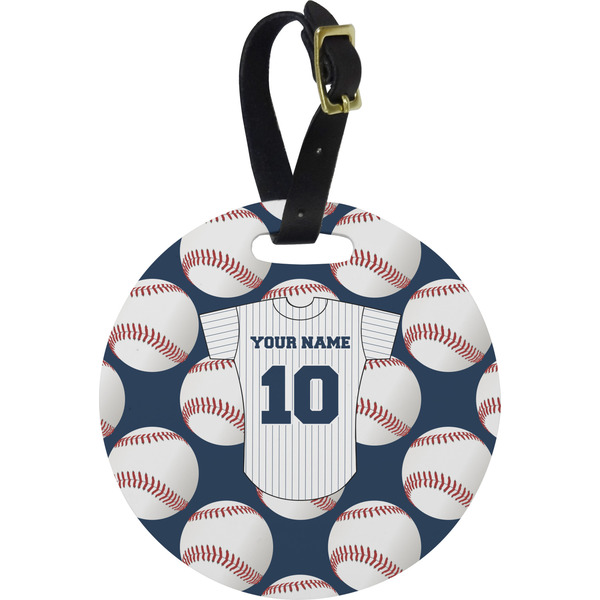 Custom Baseball Jersey Plastic Luggage Tag - Round (Personalized)