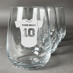 Baseball Jersey Stemless Wine Glasses (Set of 4) (Personalized)