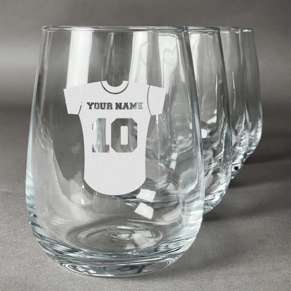 Custom Baseball Jersey Stemless Wine Glasses (Set of 4) (Personalized)