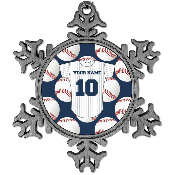 Custom Baseball Jersey Vintage Snowflake Ornament (Personalized)