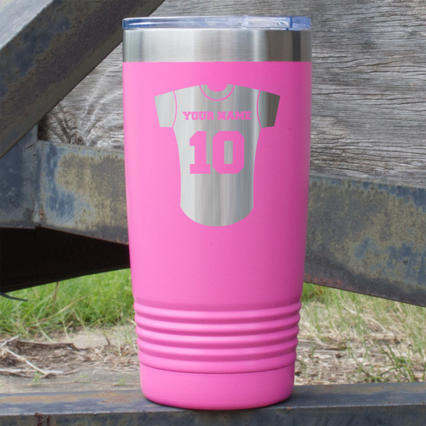 Custom Baseball Jersey 20 oz Stainless Steel Tumbler - Pink - Single Sided (Personalized)