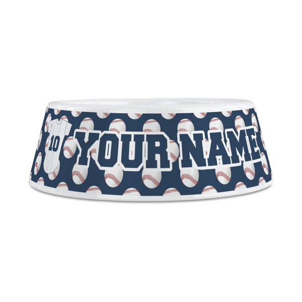 Baseball Jersey Plastic Dog Bowls - Medium - FRONT