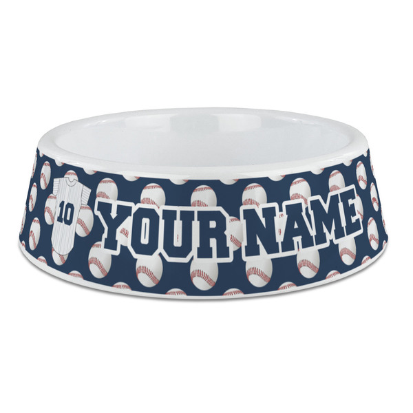 Custom Baseball Jersey Plastic Dog Bowl - Large (Personalized)