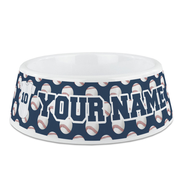 Custom Baseball Jersey Plastic Dog Bowl - Medium (Personalized)