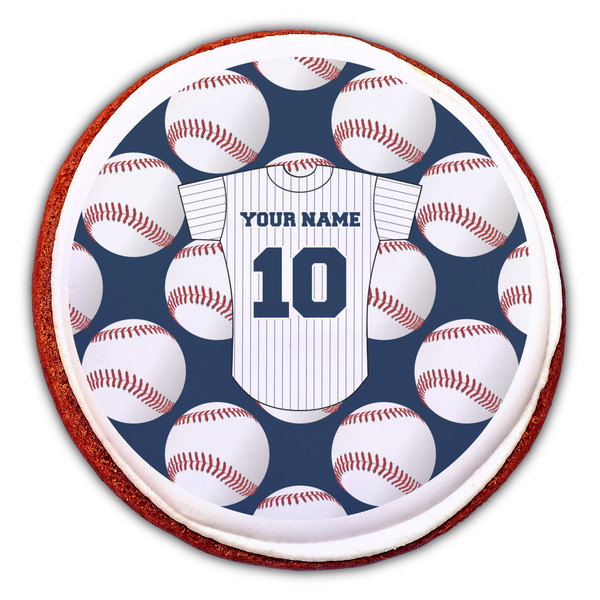 Baseball Jersey Printed Icing Circle - Large - On Cookie
