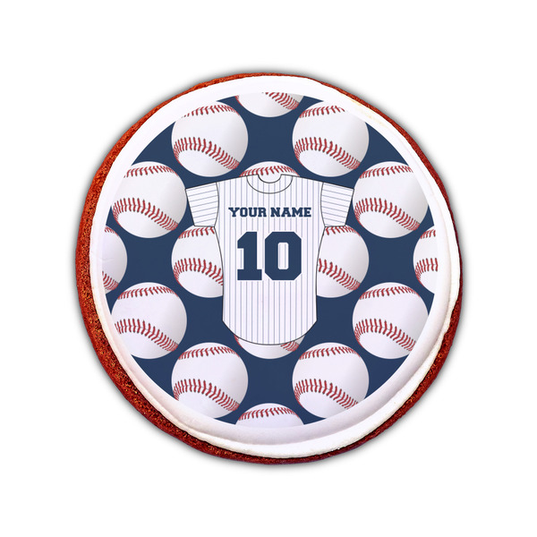 Baseball Jersey Printed Icing Circle - Small - On Cookie