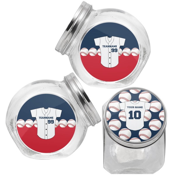 Baseball Jersey Puppy Treat Jar - Top Left Right