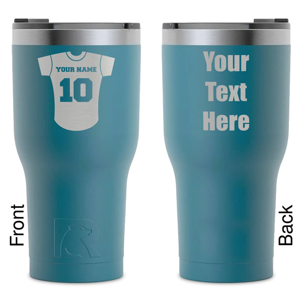 Custom Baseball Jersey RTIC Tumbler - Dark Teal - Laser Engraved - Double-Sided (Personalized)