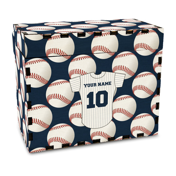 Custom Baseball Jersey Wood Recipe Box - Full Color Print (Personalized)