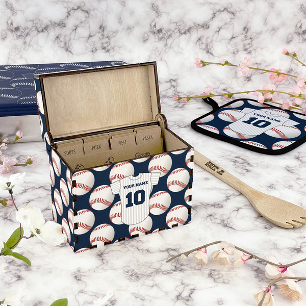 Baseball Jersey Recipe Box - Full Color - In Context