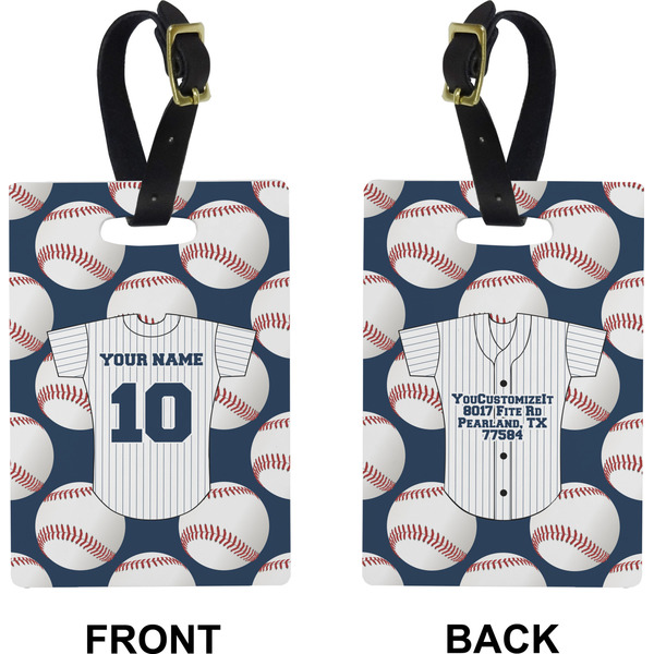 Baseball Jersey Rectangle Luggage Tag (Front + Back)