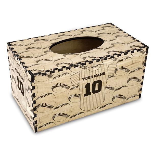 Custom Baseball Jersey Wood Tissue Box Cover - Rectangle (Personalized)