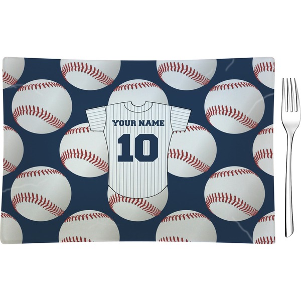 Custom Baseball Jersey Rectangular Glass Appetizer / Dessert Plate - Single or Set (Personalized)