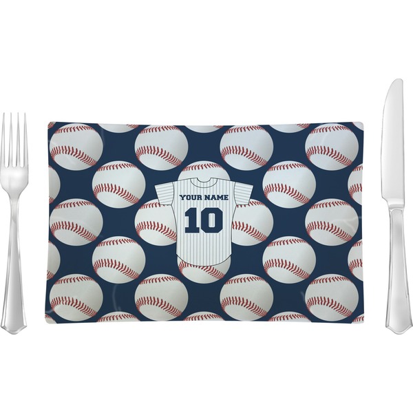 Custom Baseball Jersey Rectangular Glass Lunch / Dinner Plate - Single or Set (Personalized)